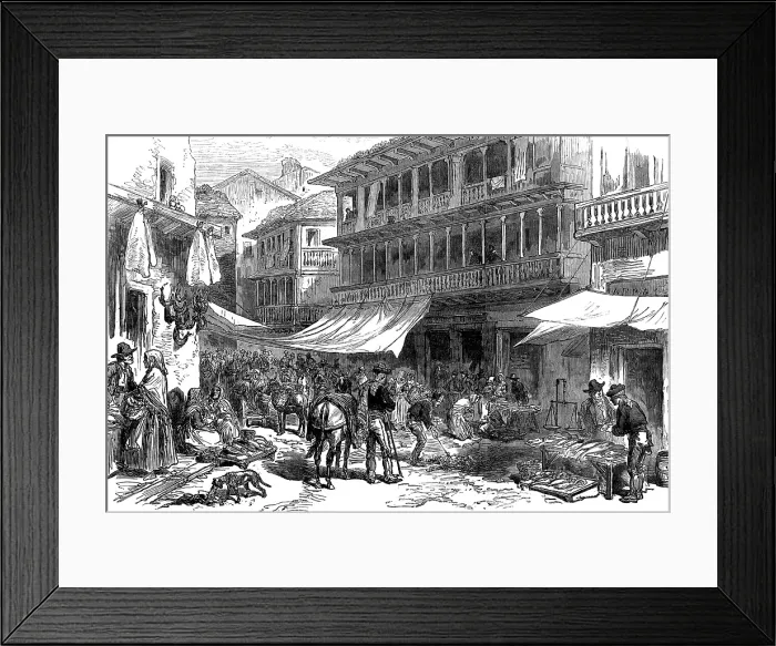 Framed Print : Sketches in Spain: Fish Market, Granada, 1873. Creator: Unknown Framed Print : Sketches in Spain: Fish Market, Granada, 1873. Creator: Unknown