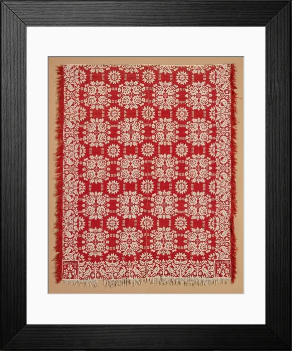 Framed Print : Bed Cover (Jacquard Coverlet), 1842. Creator: Unknown Framed Print : Bed Cover (Jacquard Coverlet), 1842. Creator: Unknown