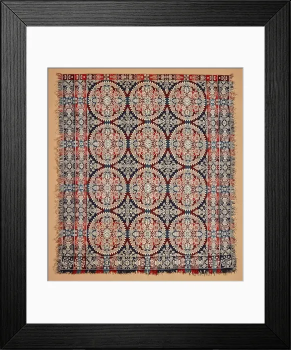 Framed Print : Bed Cover (Jacquard Coverlet), about 1850. Creator: Unknown