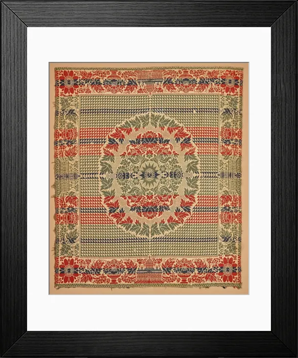 Framed Print : Bed Cover (Coverlet), about 1860. Creator: Unknown