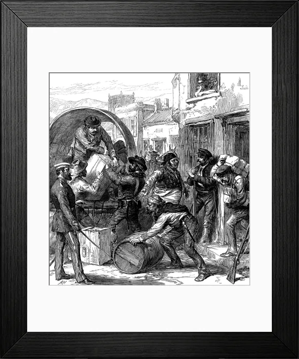Framed Print : The Civil War in Spain: insurgents from Carthagena foraging at Torrevieja, 1873. Creator: Unknown Framed Print : The Civil War in Spain: insurgents from Carthagena foraging at Torrevieja, 1873. Creator: Unknown