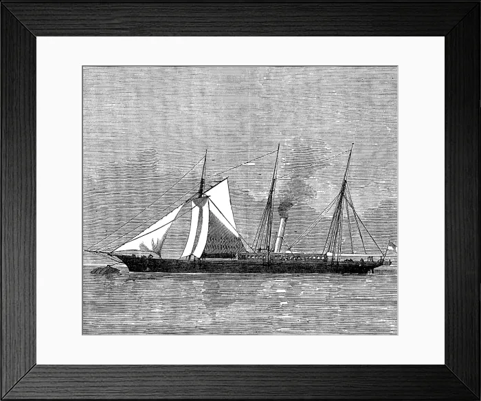 Framed Print : The yacht Deerhound, lately captured off the coast of Spain, 1873. Creator: Unknown Framed Print : The yacht Deerhound, lately captured off the coast of Spain, 1873. Creator: Unknown