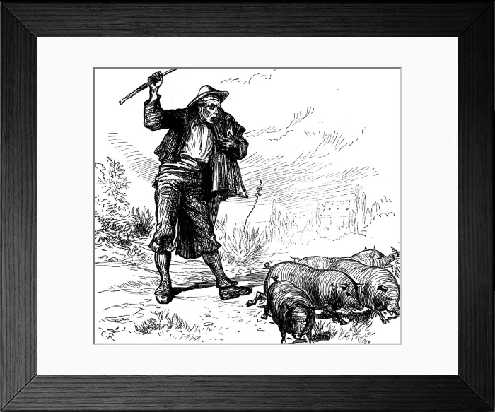 Framed Print : Sketches in Spain: a Spanish pig-driver, 1873. Creator: Unknown Framed Print : Sketches in Spain: a Spanish pig-driver, 1873. Creator: Unknown