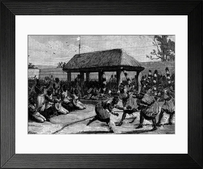 Framed Print : The Logunkayau-Wa, or Tail Dancers of Dahomey, 1873. Creator: William James Palmer Framed Print : The Logunkayau-Wa, or Tail Dancers of Dahomey, 1873. Creator: William James Palmer