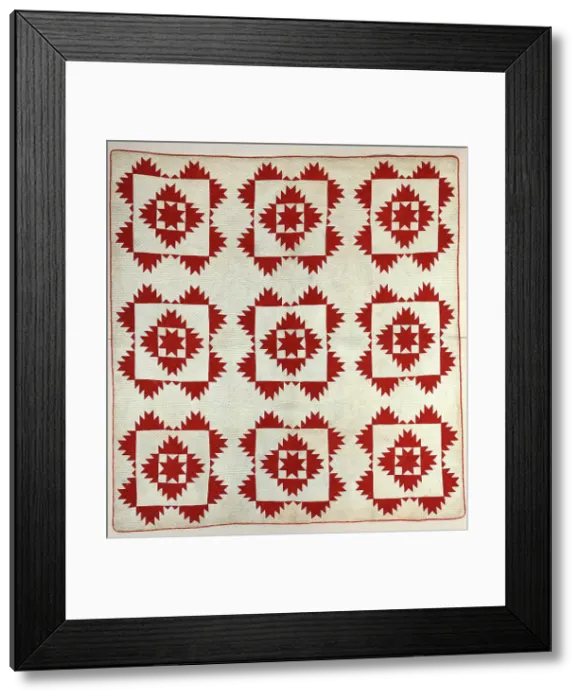 Framed Print : Quilt (Delectable Mountains), about 1850. Creator: Unknown Framed Print : Quilt (Delectable Mountains), about 1850. Creator: Unknown