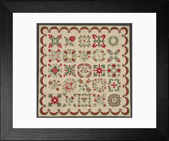Framed Print : Eli Lilly Family Album Quilt, 1847. Creator: Unknown Framed Print : Eli Lilly Family Album Quilt, 1847. Creator: Unknown