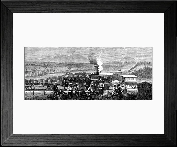 Framed Print : Indian Frontier Sketches: traction-engine on the Grand Trunk Road, near Lawrencepore, 1873. Creator: Unknown Framed Print : Indian Frontier Sketches: traction-engine on the Grand Trunk Road, near Lawrencepore, 1873. Creator: Unknown