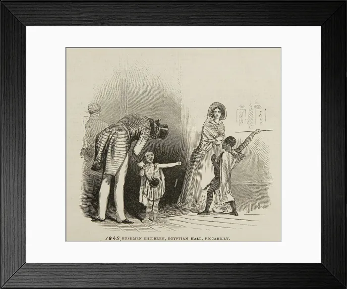 Framed Print : Bushmen Children, Egyptian Hall, Piccadilly, 1845. Creator: Unknown. Bushmen Children, Egyptian Hall, Piccadilly, 1845. Creator: Unknown Framed Print : Bushmen Children, Egyptian Hall, Piccadilly, 1845. Creator: Unknown. Bushmen Children, Egyptian Hall, Piccadilly, 1845. Creator: Unknown