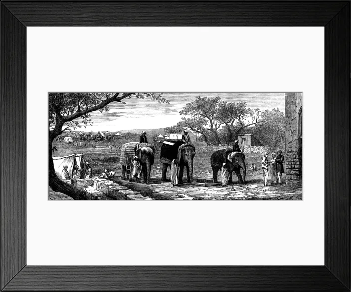 Framed Print : Indian Frontier Sketches: view of the camp near Nourmahal's Tomb, 1873. Creator: Unknown. Indian Frontier Sketches: view of the camp near Nourmahal's Tomb, 1873. Creator: Unknown Framed Print : Indian Frontier Sketches: view of the camp near Nourmahal's Tomb, 1873. Creator: Unknown. Indian Frontier Sketches: view of the camp near Nourmahal's Tomb, 1873. Creator: Unknown