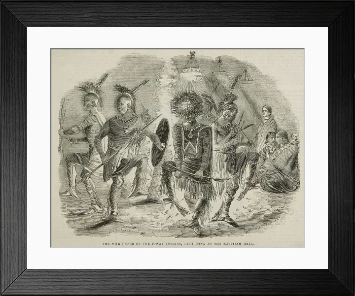 Framed Print : The War Dance of the Ioway Indians, exhibiting at the Egyptian Hall, 1844. Creator: Unknown Framed Print : The War Dance of the Ioway Indians, exhibiting at the Egyptian Hall, 1844. Creator: Unknown