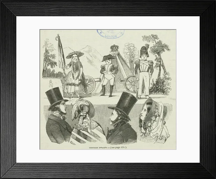 Framed Print : German Dwarfs at exhibition at the Egyptian Hall, 1844. Creator: Unknown Framed Print : German Dwarfs at exhibition at the Egyptian Hall, 1844. Creator: Unknown