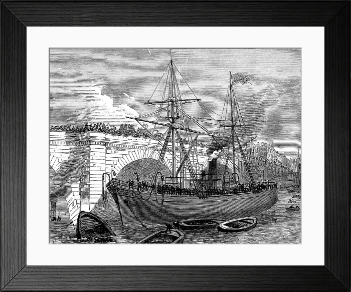 Framed Print : A ship running foul of London Bridge, 1873. Creator: Unknown Framed Print : A ship running foul of London Bridge, 1873. Creator: Unknown