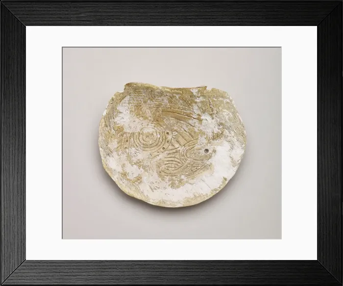 Framed Print : Shell gorget with incised rattlesnake design, 1200-1500. Creator: Unknown Framed Print : Shell gorget with incised rattlesnake design, 1200-1500. Creator: Unknown