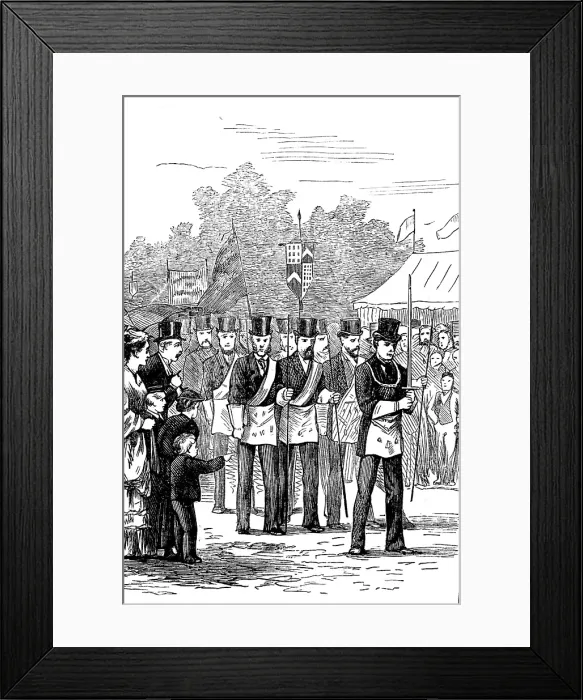 Framed Print : Laying the foundation-stone of St. Paul's College, Knutsford - procession of freemasons, 1873. Creator: Unknown. Laying the foundation-stone of St. Paul's College, Knutsford - procession of freemasons, 1873. Creator: Unknown Framed Print : Laying the foundation-stone of St. Paul's College, Knutsford - procession of freemasons, 1873. Creator: Unknown. Laying the foundation-stone of St. Paul's College, Knutsford - procession of freemasons, 1873. Creator: Unknown