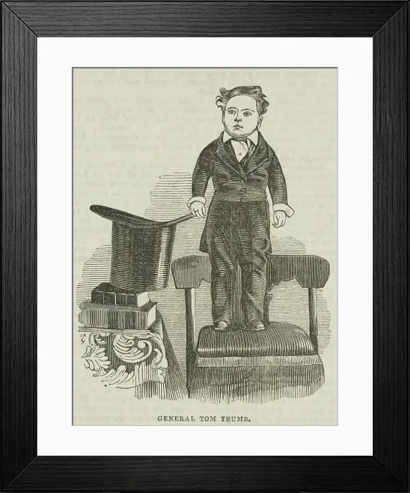 Framed Print : General Tom Thumb, a popular stage performer of very small stature, 1844. Creator: Unknown Framed Print : General Tom Thumb, a popular stage performer of very small stature, 1844. Creator: Unknown
