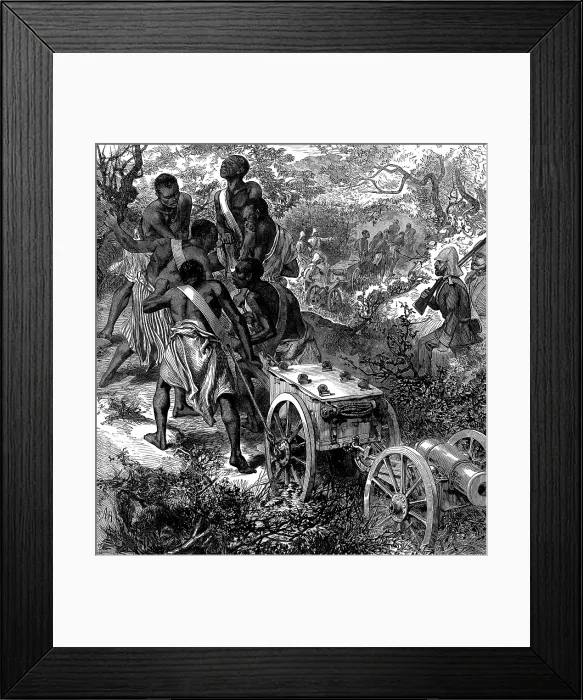Framed Print : The Ashantee War: howitzer battery for n*gro gunners, 1873. Creator: Unknown Framed Print : The Ashantee War: howitzer battery for n*gro gunners, 1873. Creator: Unknown