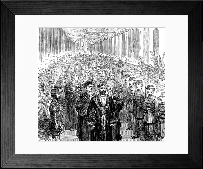 Framed Print : Procession to dinner, led by the Lord Mayor of York, 1873. Creator: Unknown Framed Print : Procession to dinner, led by the Lord Mayor of York, 1873. Creator: Unknown