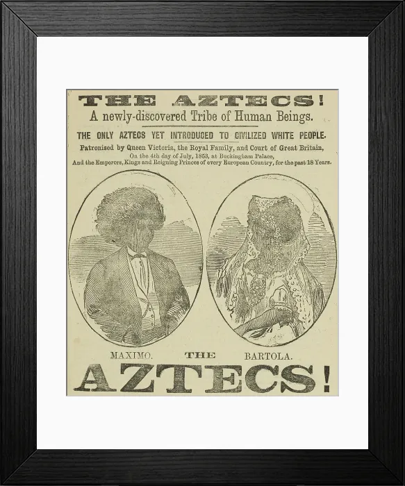 Framed Print : The Aztecs! Exhibition advert, 1867. Creator: Unknown Framed Print : The Aztecs! Exhibition advert, 1867. Creator: Unknown