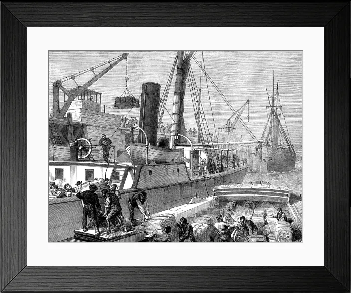 Framed Print : Loading the Warree, at Woolwich, with stores for the Ashantee War, 1873. Creator: Unknown Framed Print : Loading the Warree, at Woolwich, with stores for the Ashantee War, 1873. Creator: Unknown