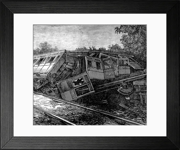 Framed Print : The Railway Disaster near Guildford: wreck of a first-class carriage, 1873. Creator: Unknown Framed Print : The Railway Disaster near Guildford: wreck of a first-class carriage, 1873. Creator: Unknown