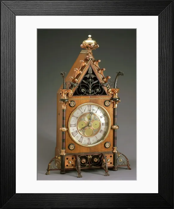 Framed Print : Bracket clock, about 1865. Creators: Bruce J. Talbert, Skidmore Art Manufactures Framed Print : Bracket clock, about 1865. Creators: Bruce J. Talbert, Skidmore Art Manufactures