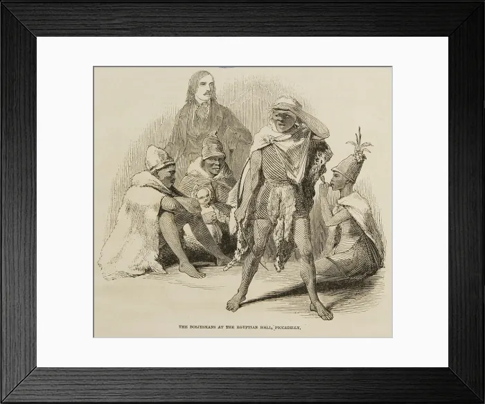 Framed Print : The Bosjesmans at the Egyptian Hall, Piccadilly, 1847. Creator: Unknown. The Bosjesmans at the Egyptian Hall, Piccadilly, 1847. Creator: Unknown Framed Print : The Bosjesmans at the Egyptian Hall, Piccadilly, 1847. Creator: Unknown. The Bosjesmans at the Egyptian Hall, Piccadilly, 1847. Creator: Unknown