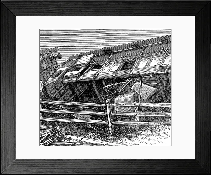 Framed Print : The Railway Disaster near Guildford: wreck of a second-class carriage, 1873. Creator: Unknown Framed Print : The Railway Disaster near Guildford: wreck of a second-class carriage, 1873. Creator: Unknown