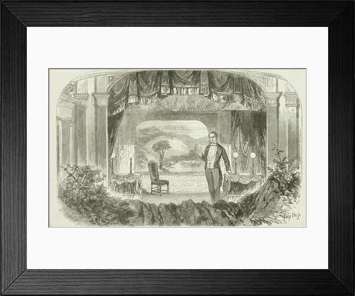 Framed Print : Mr. W. S. Woodin's Entertainment, The Olio of Oddities - Scene, The Lakes, 1856. Creator: Unknown. Mr. W. S. Woodin's Entertainment, The Olio of Oddities - Scene, The Lakes, 1856. Creator: Unknown Framed Print : Mr. W. S. Woodin's Entertainment, The Olio of Oddities - Scene, The Lakes, 1856. Creator: Unknown. Mr. W. S. Woodin's Entertainment, The Olio of Oddities - Scene, The Lakes, 1856. Creator: Unknown