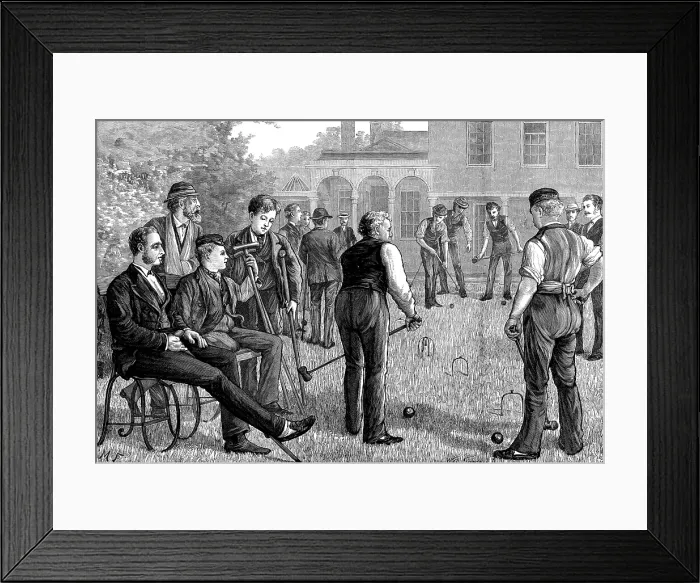 Framed Print : Croquet at the Convalescent Home of St. Bartholomew's Hospital, Highgate, 1873. Creator: Unknown. Croquet at the Convalescent Home of St. Bartholomew's Hospital, Highgate, 1873. Creator: Unknown Framed Print : Croquet at the Convalescent Home of St. Bartholomew's Hospital, Highgate, 1873. Creator: Unknown. Croquet at the Convalescent Home of St. Bartholomew's Hospital, Highgate, 1873. Creator: Unknown