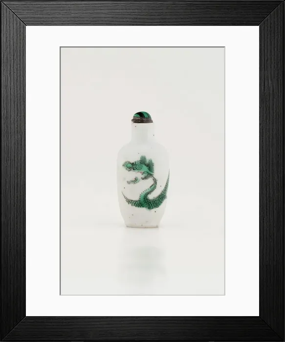 Framed Print : Snuff bottle with lid (dragon motiff), 19th century. Creator: Unknown Framed Print : Snuff bottle with lid (dragon motiff), 19th century. Creator: Unknown