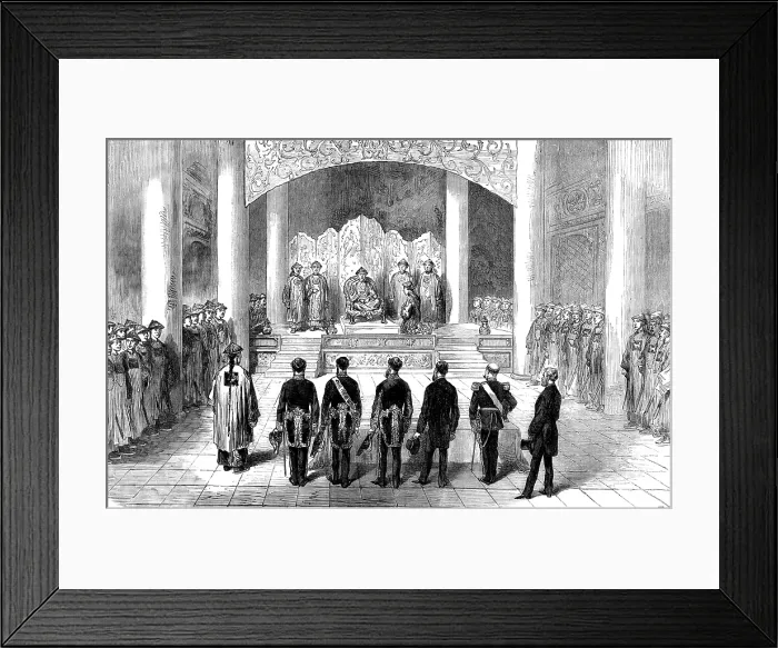 Framed Print : Reception of the foreign ministers and consuls by the Emperor of China at Pekin, 1873. Creator: Unknown Framed Print : Reception of the foreign ministers and consuls by the Emperor of China at Pekin, 1873. Creator: Unknown