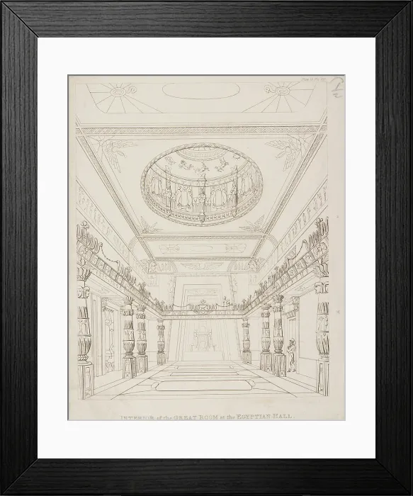 Framed Print : Interior of the Great Room at the Egyptian Hall, 1822. Creator: Unknown Framed Print : Interior of the Great Room at the Egyptian Hall, 1822. Creator: Unknown