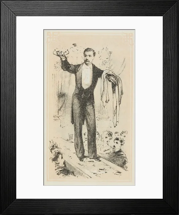 Framed Print : Dr. Lynn performs a magical illusion, 1870. Creator: Unknown Framed Print : Dr. Lynn performs a magical illusion, 1870. Creator: Unknown