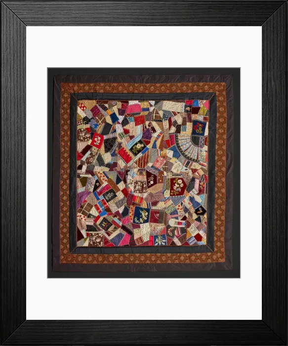 Framed Print : Crazy Quilt, about 1885. Creator: Unknown Framed Print : Crazy Quilt, about 1885. Creator: Unknown