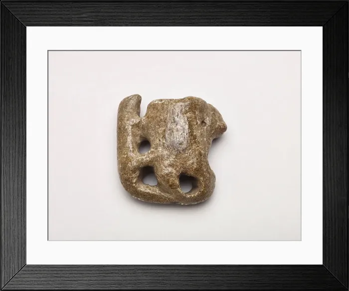 Framed Print : Pipe bowl with human face (outward-directed) and otter figure, 500-1500. Creator: Unknown Framed Print : Pipe bowl with human face (outward-directed) and otter figure, 500-1500. Creator: Unknown
