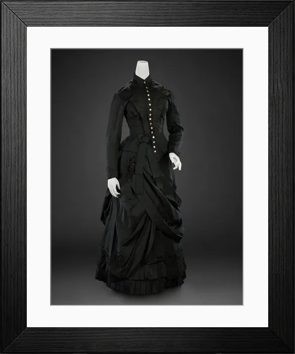 Framed Print : Dress (Bodice, Skirt; possibly for mourning), about 1885. Creator: Unknown Framed Print : Dress (Bodice, Skirt; possibly for mourning), about 1885. Creator: Unknown
