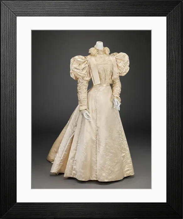 Framed Print : Wedding Dress (Bodice, Skirt), about 1896. Creator: Unknown Framed Print : Wedding Dress (Bodice, Skirt), about 1896. Creator: Unknown