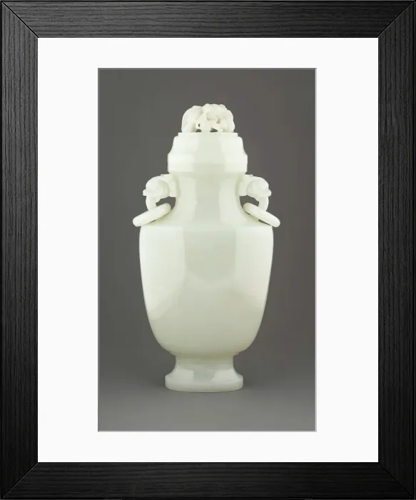 Framed Print : Vase with cover and ring handles, 19th century. Creator: Unknown