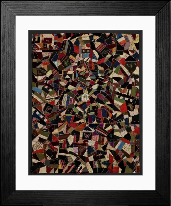 Framed Print : Crazy Quilt, about 1885. Creator: Unknown Framed Print : Crazy Quilt, about 1885. Creator: Unknown