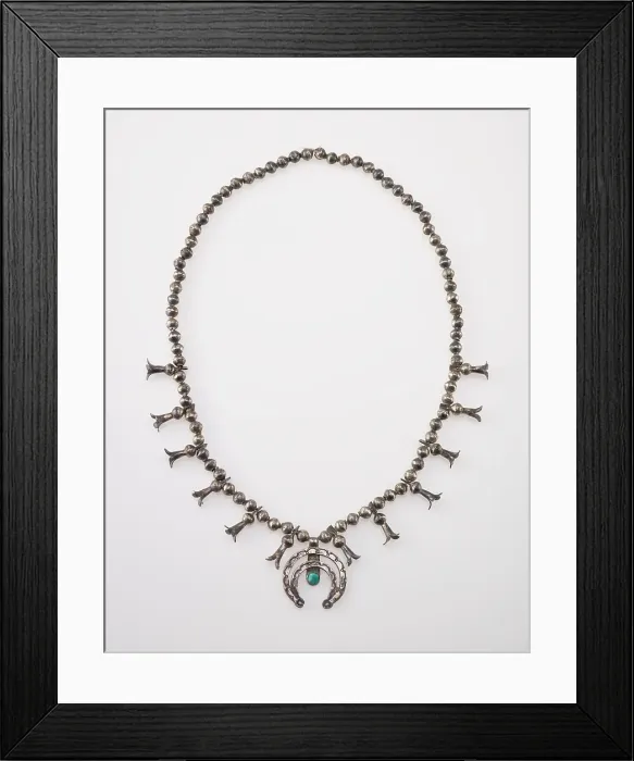 Framed Print : Squash blossom necklace, 1890-1915. Creator: Unknown Framed Print : Squash blossom necklace, 1890-1915. Creator: Unknown