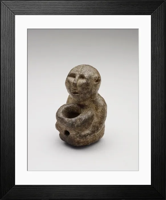 Framed Print : Human effigy pipe bowl, 1000 BCE-1500 CE. Creator: Unknown Framed Print : Human effigy pipe bowl, 1000 BCE-1500 CE. Creator: Unknown
