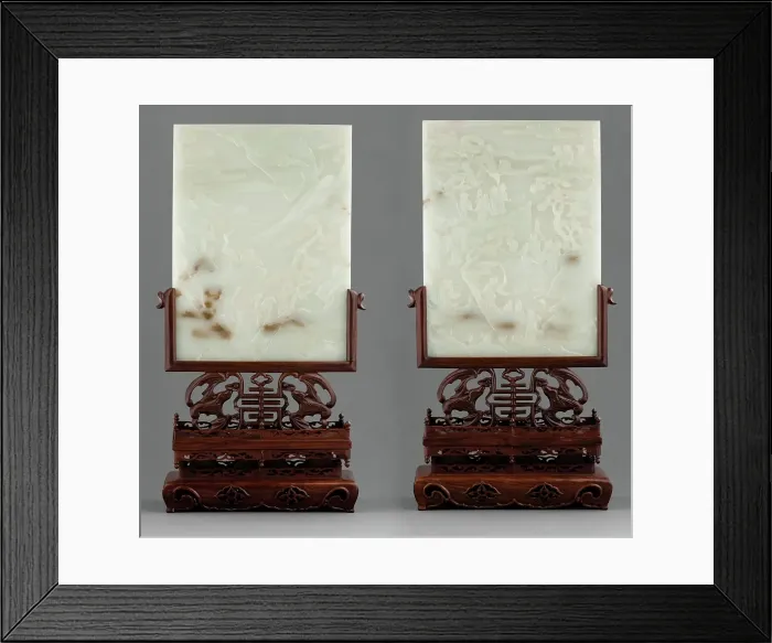 Framed Print : Pair of table screens, 19th century. Creator: Unknown Framed Print : Pair of table screens, 19th century. Creator: Unknown