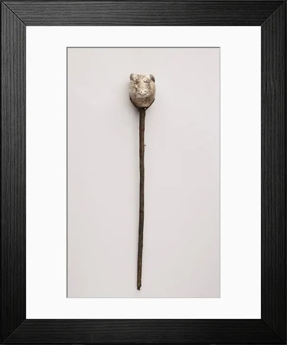 Framed Print : War club with effigy head, 1880-1910. Creator: Unknown Framed Print : War club with effigy head, 1880-1910. Creator: Unknown