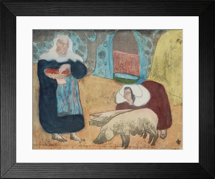 Framed Print : Femmes au porcs (Women with Pigs), 1889. Creator: Emile Bernard Framed Print : Femmes au porcs (Women with Pigs), 1889. Creator: Emile Bernard