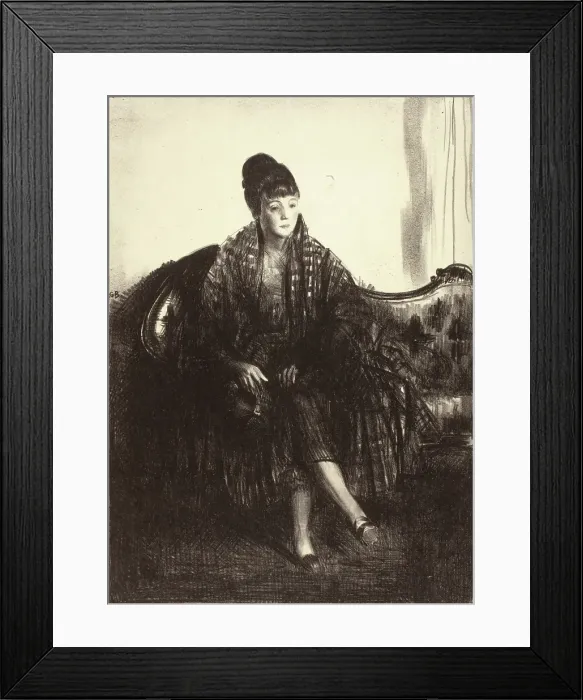 Framed Print : The Plaid Shawl, 1923. Creator: George Wesley Bellows Framed Print : The Plaid Shawl, 1923. Creator: George Wesley Bellows