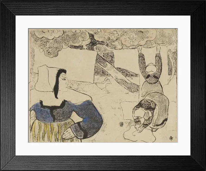 Framed Print : Femmes etendant du linge (Women Hanging Laundry), 1889. Creator: Emile Bernard Framed Print : Femmes etendant du linge (Women Hanging Laundry), 1889. Creator: Emile Bernard
