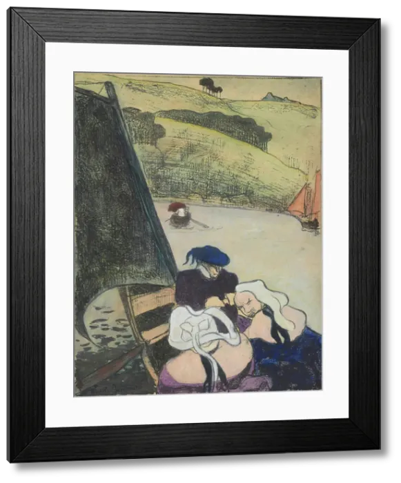 Framed Print : Bretons dans une barque (Bretons in a Ferryboat), 1889. Creator: Emile Bernard Framed Print : Bretons dans une barque (Bretons in a Ferryboat), 1889. Creator: Emile Bernard