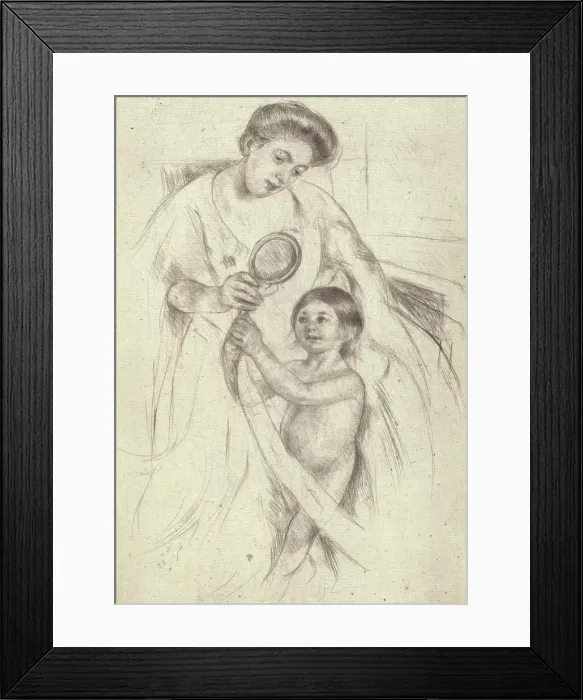 Framed Print : Looking Into A Hand Mirror #3, about 1905. Creator: Mary Cassatt Framed Print : Looking Into A Hand Mirror #3, about 1905. Creator: Mary Cassatt