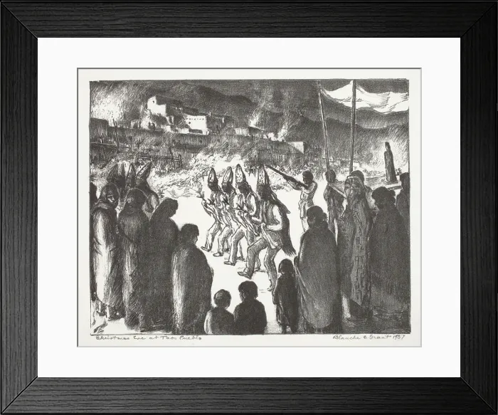 Framed Print : Christmas Eve at Taos Pueblo, 1937. Creator: Blanche Grant Framed Print : Christmas Eve at Taos Pueblo, 1937. Creator: Blanche Grant