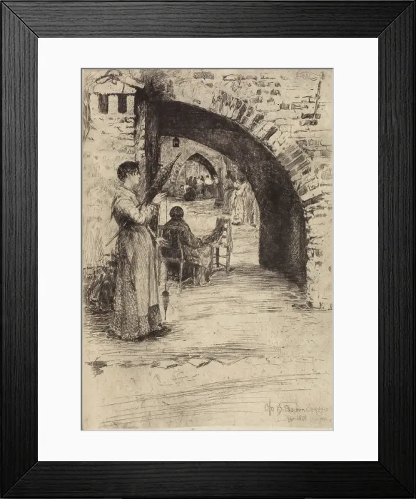 Framed Print : Reteria (Net Makers), 1881. Creator: Otto Henry Bacher Framed Print : Reteria (Net Makers), 1881. Creator: Otto Henry Bacher